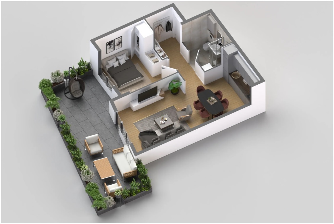 3D-Grundriss-Visualisierung einer Wohnung