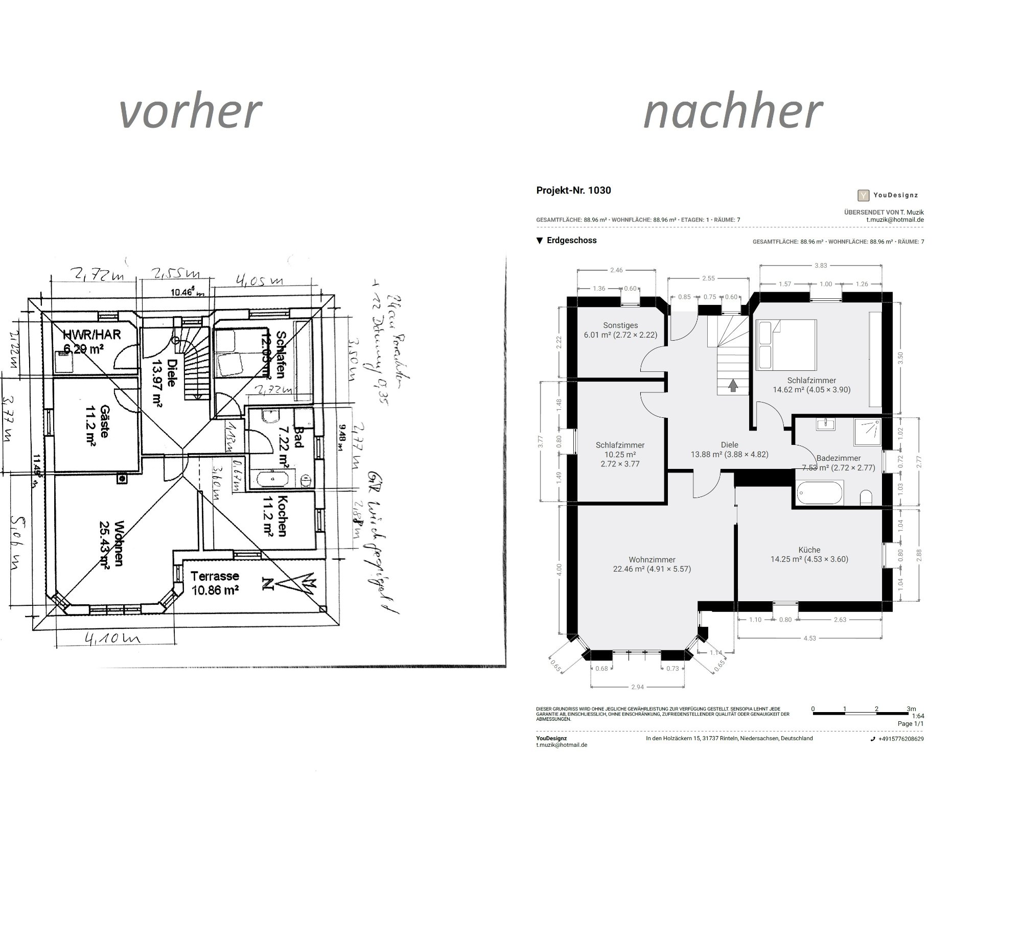 Vorher-Nachher: Von der Skizze zum professionellen Grundriss