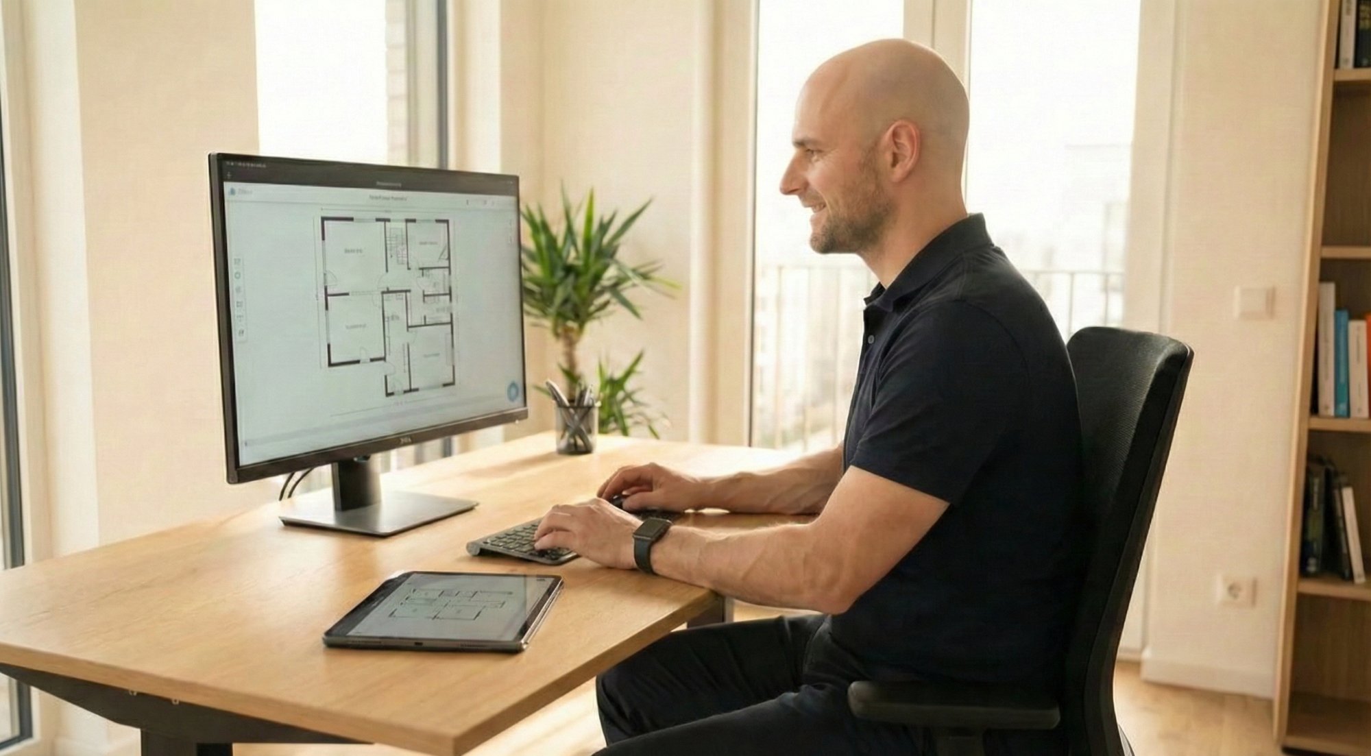 Grundrisse erstellen am Arbeitsplatz mit modernster Technik